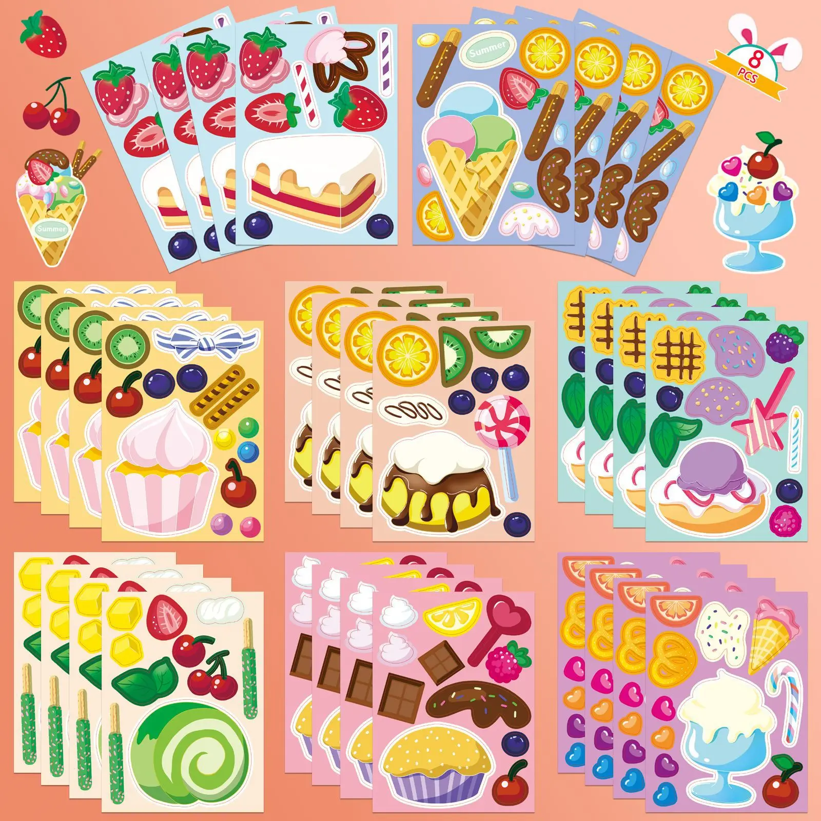 8 листов милые наклейки-головоломки для десертного торта, игра-одевалка, сделай сам, водонепроницаемые, обучающие, для творчества, наклейки для сборки
8 листов милые наклейки-головоломки для десертного торта, игра-одевалка, сделай сам, водонепроницаемые, обучающие, для творчества, наклейки для сборки