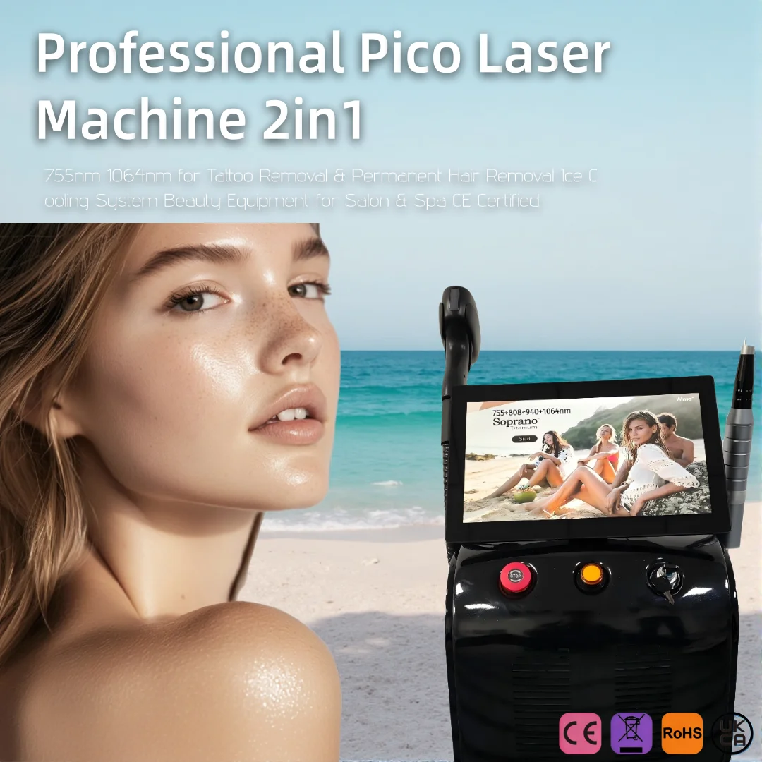 2026 Soprano 2-in-1 Painless Laser Machine 4000W Titanium Ice Platinum Diode 755/808/1064nm 4 Wavelengths for Hair Removal
2026 Soprano 2-in-1 Painless Laser Machine 4000W Titanium Ice Platinum Diode 755/808/1064nm 4 Wavelengths for Hair Removal