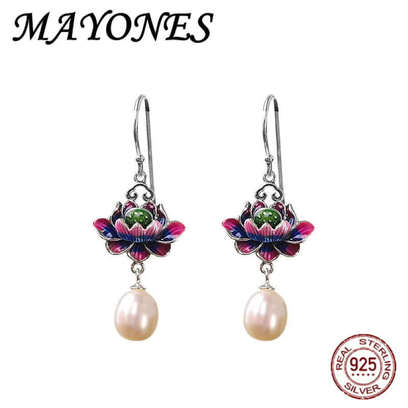 S925 Sterling Silver Fashionable Jewelry Women's Retro Blue Long Lotus Pearl Women's Earrings
S925 Sterling Silver Fashionable Jewelry Women's Retro Blue Long Lotus Pearl Women's Earrings