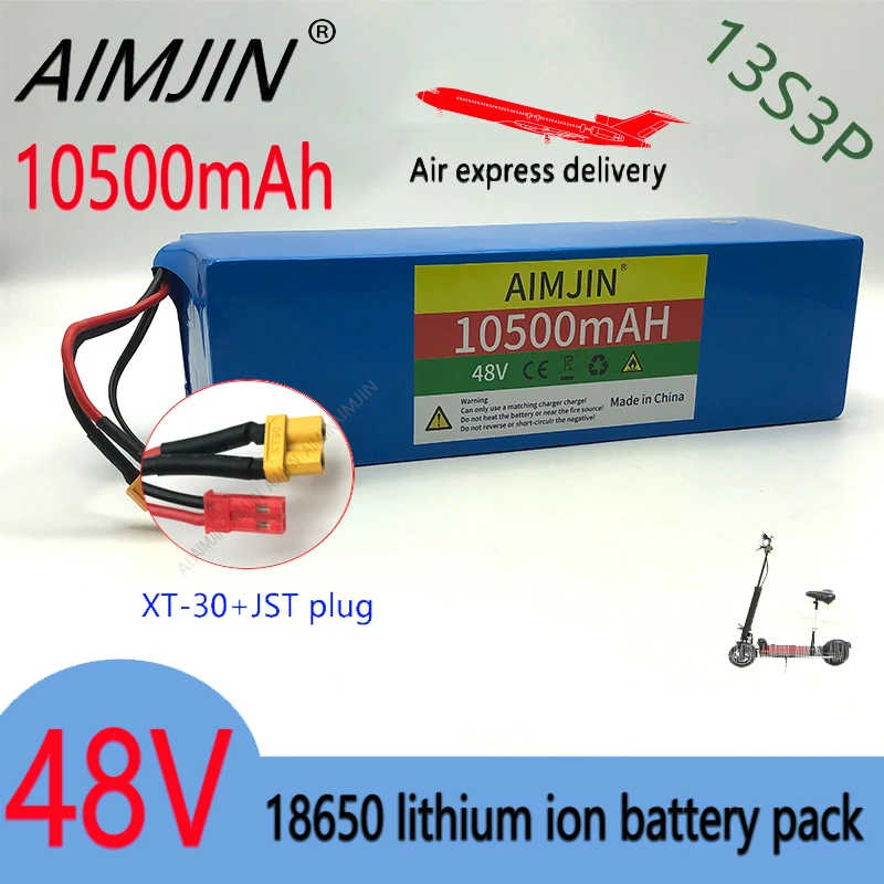 13S3P 48V 10500mAh 10.5Ah18650 Li-Ion battery pack with 1000W BMS, suitable for 54.6V batteries electric scooters XT30/JST Plug
13S3P 48V 10500mAh 10.5Ah18650 Li-Ion battery pack with 1000W BMS, suitable for 54.6V batteries electric scooters XT30/JST Plug