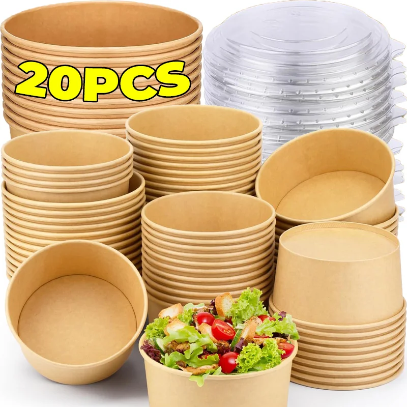 10/20PCS Disposable Lunch Box with Lids Kraft Salads Food Containers Portable Picnic Sealed Storage Box Kitchen Storage Supplies
10/20PCS Disposable Lunch Box with Lids Kraft Salads Food Containers Portable Picnic Sealed Storage Box Kitchen Storage Supplies