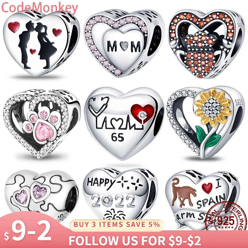 CodeMonkey 100% Real silver color charms Heart Beads Fit Original Pan Bracelet Love Heart Charms Beads DIY Jewelry Making
CodeMonkey 100% Real silver color charms Heart Beads Fit Original Pan Bracelet Love Heart Charms Beads DIY Jewelry Making