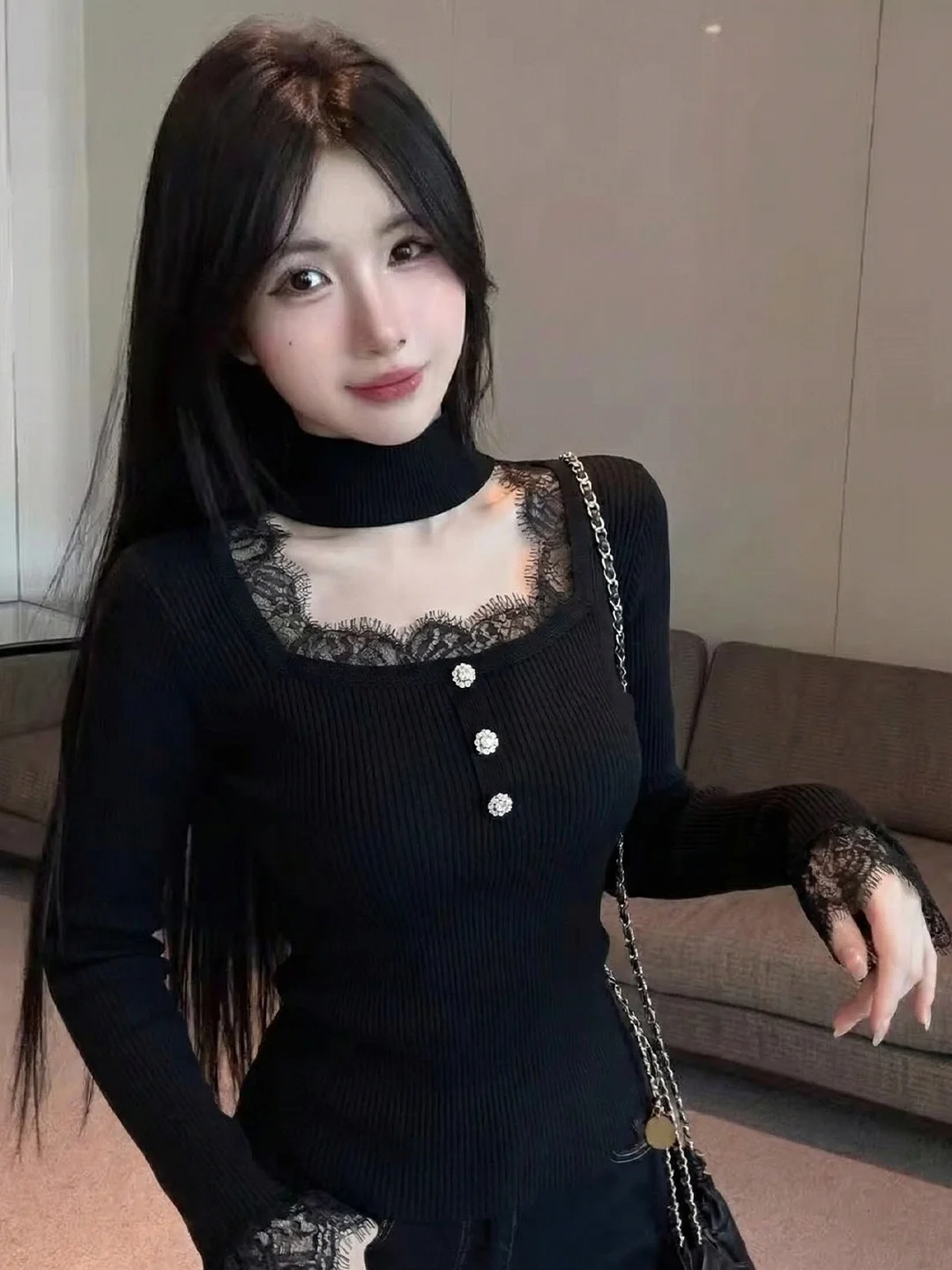 Spring Pure Desire Lace Collar Splice Square Collar Sexy Long Sleeve Slimming T-Shirt Women's Base Top Casual Style Knitted B...
Spring Pure Desire Lace Collar Splice Square Collar Sexy Long Sleeve Slimming T-Shirt Women's Base Top Casual Style Knitted B...