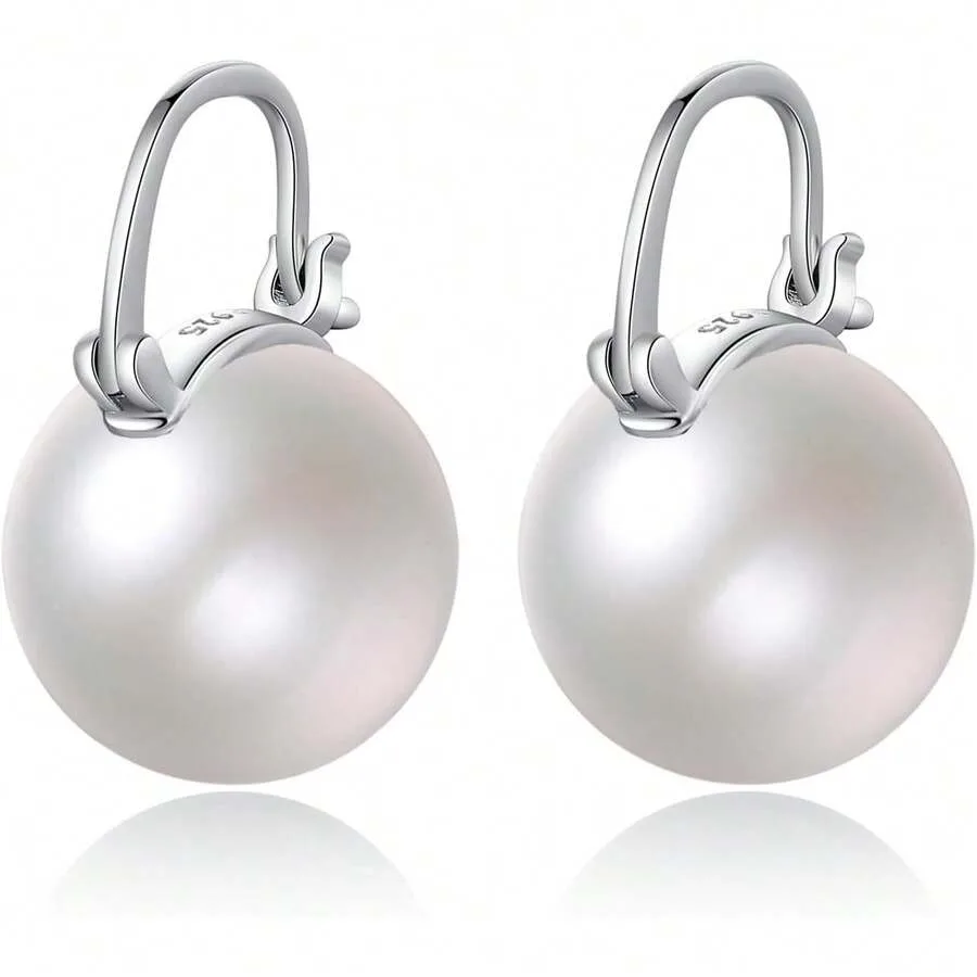 Pearl Pendant Earrings 925 Sterling Silver 12mm Large Pearl Hoop Earrings Women's Style Suitable For Mothers
Pearl Pendant Earrings 925 Sterling Silver 12mm Large Pearl Hoop Earrings Women's Style Suitable For Mothers