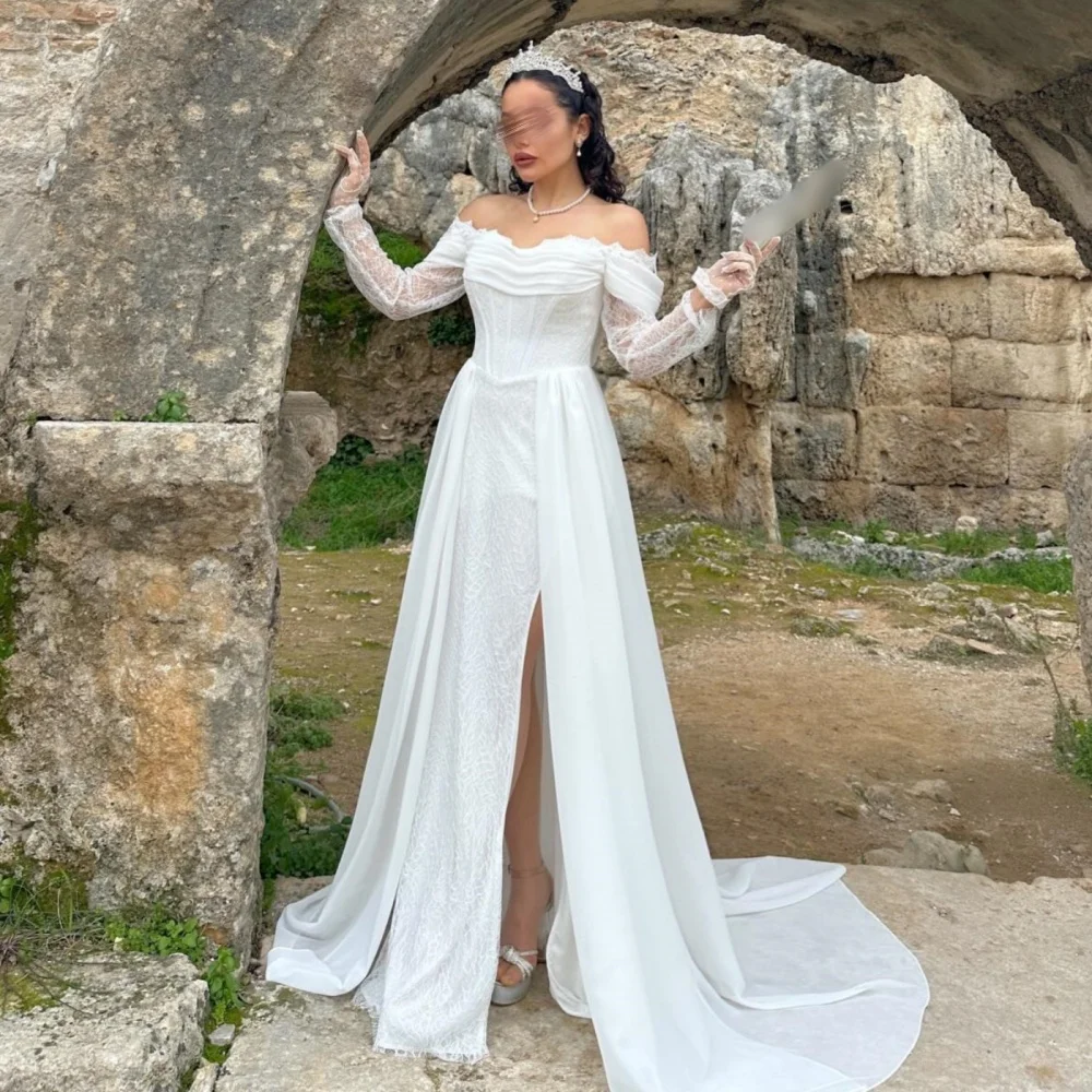 Customized Elegant Lace Wedding Party Dress Off-the-shoulder A-line Floor-length Bespoke Occasion Women's Evening Gowns
Customized Elegant Lace Wedding Party Dress Off-the-shoulder A-line Floor-length Bespoke Occasion Women's Evening Gowns