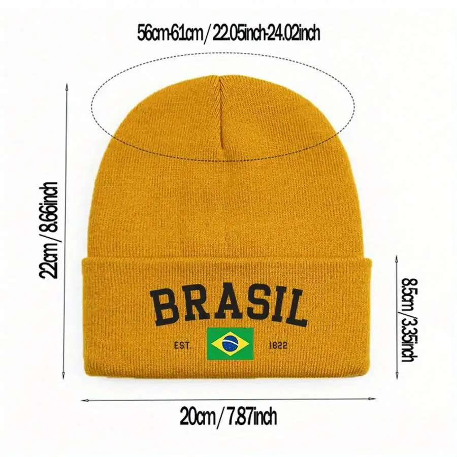 Knitted Beanie With Brasil Flag Print, Warm Unisex Winter Hat For Outdoor Sports And Travel
Knitted Beanie With Brasil Flag Print, Warm Unisex Winter Hat For Outdoor Sports And Travel