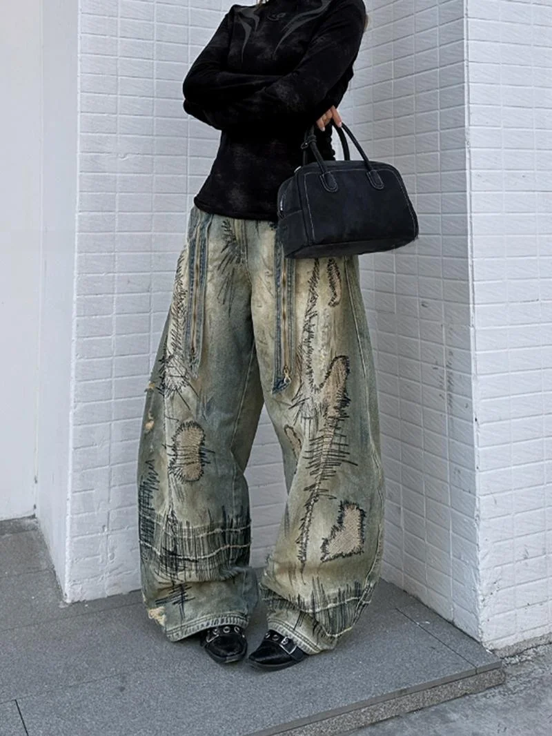 American High Street Personality Denim Jeans Women Summer Spicy Design Sense Dirty Dyeing Floor-Length Knife Pants
American High Street Personality Denim Jeans Women Summer Spicy Design Sense Dirty Dyeing Floor-Length Knife Pants