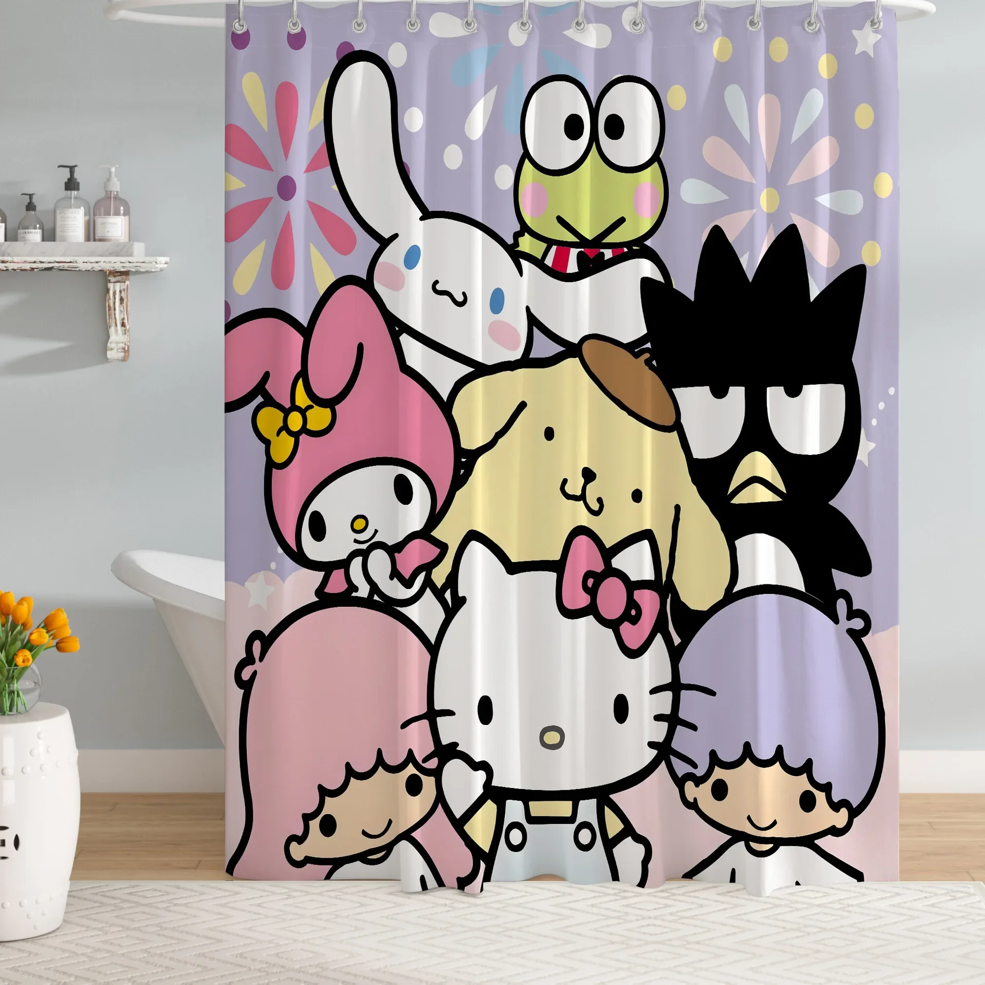 Sanrios Mymelody Cinnamoroll Kuromi kawaii Cartoon Shower Curtains Waterproof Mildew Bath Screen With Hooks Anime Home Decor
Sanrios Mymelody Cinnamoroll Kuromi kawaii Cartoon Shower Curtains Waterproof Mildew Bath Screen With Hooks Anime Home Decor