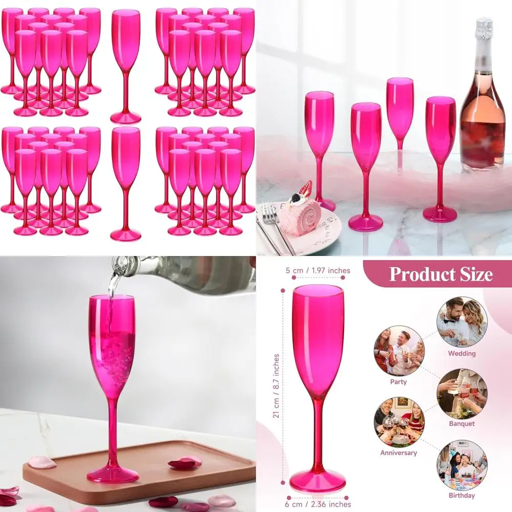 Небьющиеся розово-розовые акриловые флейты для шампанского, 5,4 унции, многоразовые для торжеств и вечеринок
Небьющиеся розово-розовые акриловые флейты для шампанского, 5,4 унции, многоразовые для торжеств и вечеринок