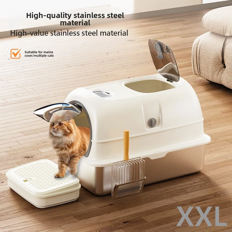 Hygienic Stainless Steel Enclosed Cat Litter Box Removable Lid Detachable Base Dual Use Anti Spill Odor Control XXL
Hygienic Stainless Steel Enclosed Cat Litter Box Removable Lid Detachable Base Dual Use Anti Spill Odor Control XXL