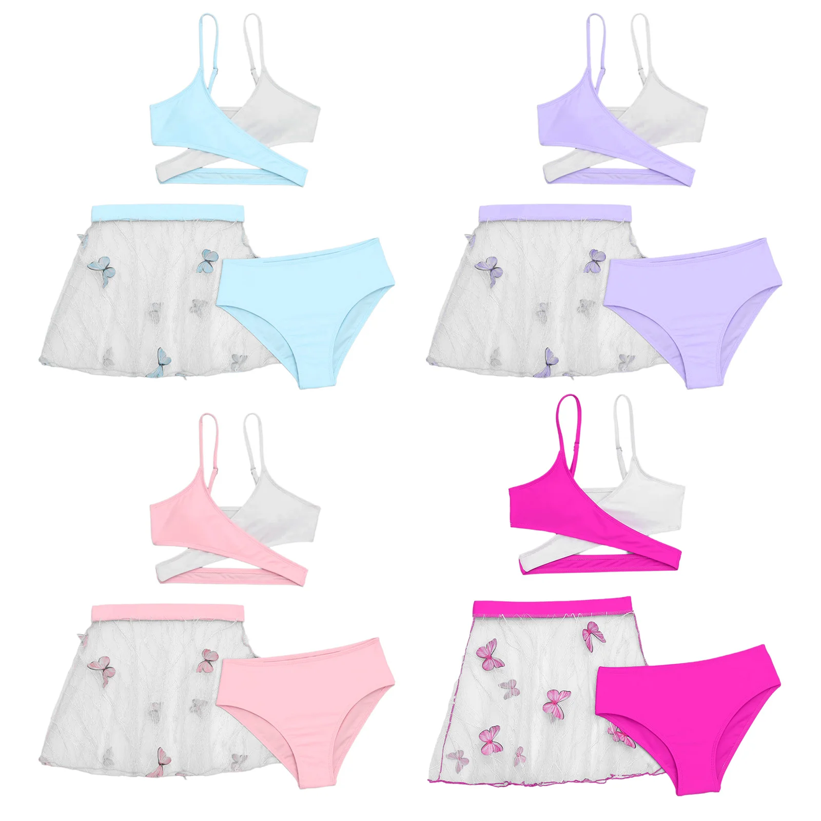 Kids Girls 3pcs Bikini Sets Color Contrast Criss Cross Bathing Suit Butterfly Cover Up Beach Skirt Summer Beach Holiday Swimsuit
Kids Girls 3pcs Bikini Sets Color Contrast Criss Cross Bathing Suit Butterfly Cover Up Beach Skirt Summer Beach Holiday Swimsuit