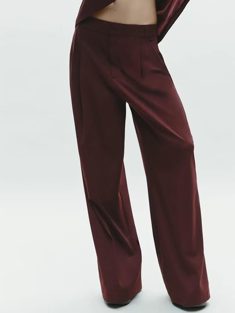 European and American style spring new women's fashion casual temperament red pants high waist straight woven loose trousers
European and American style spring new women's fashion casual temperament red pants high waist straight woven loose trousers