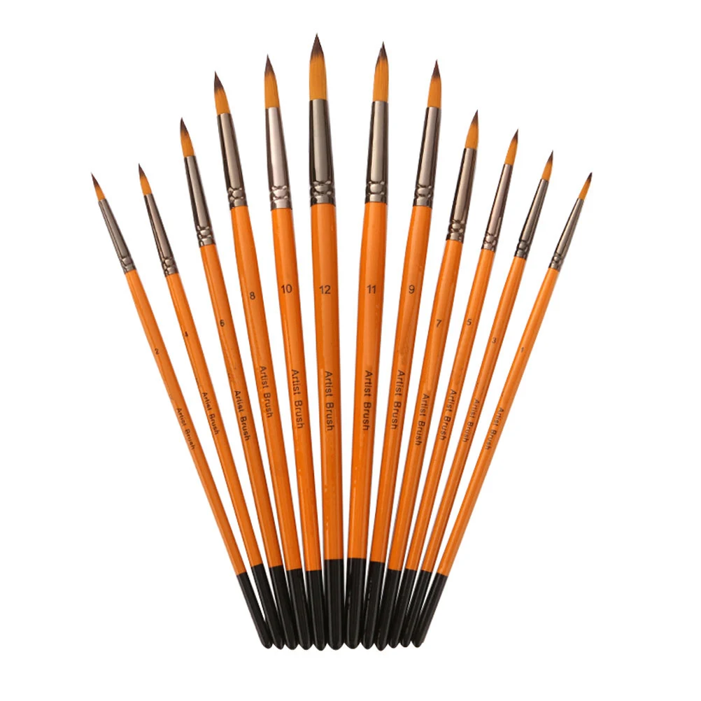 12pcs Nylon Hair Brush Solid Wood Handle Aluminum Tube Watercolor Paintbrush Gouache Acrylic Painting Craft Gifts
12pcs Nylon Hair Brush Solid Wood Handle Aluminum Tube Watercolor Paintbrush Gouache Acrylic Painting Craft Gifts