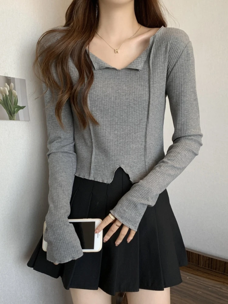 Slim Fit Long Sleeve T-Shirt Women's Base Layer Shirt Short Style Sweet And Spicy Korean Version V-Neck Half Open Collar
Slim Fit Long Sleeve T-Shirt Women's Base Layer Shirt Short Style Sweet And Spicy Korean Version V-Neck Half Open Collar