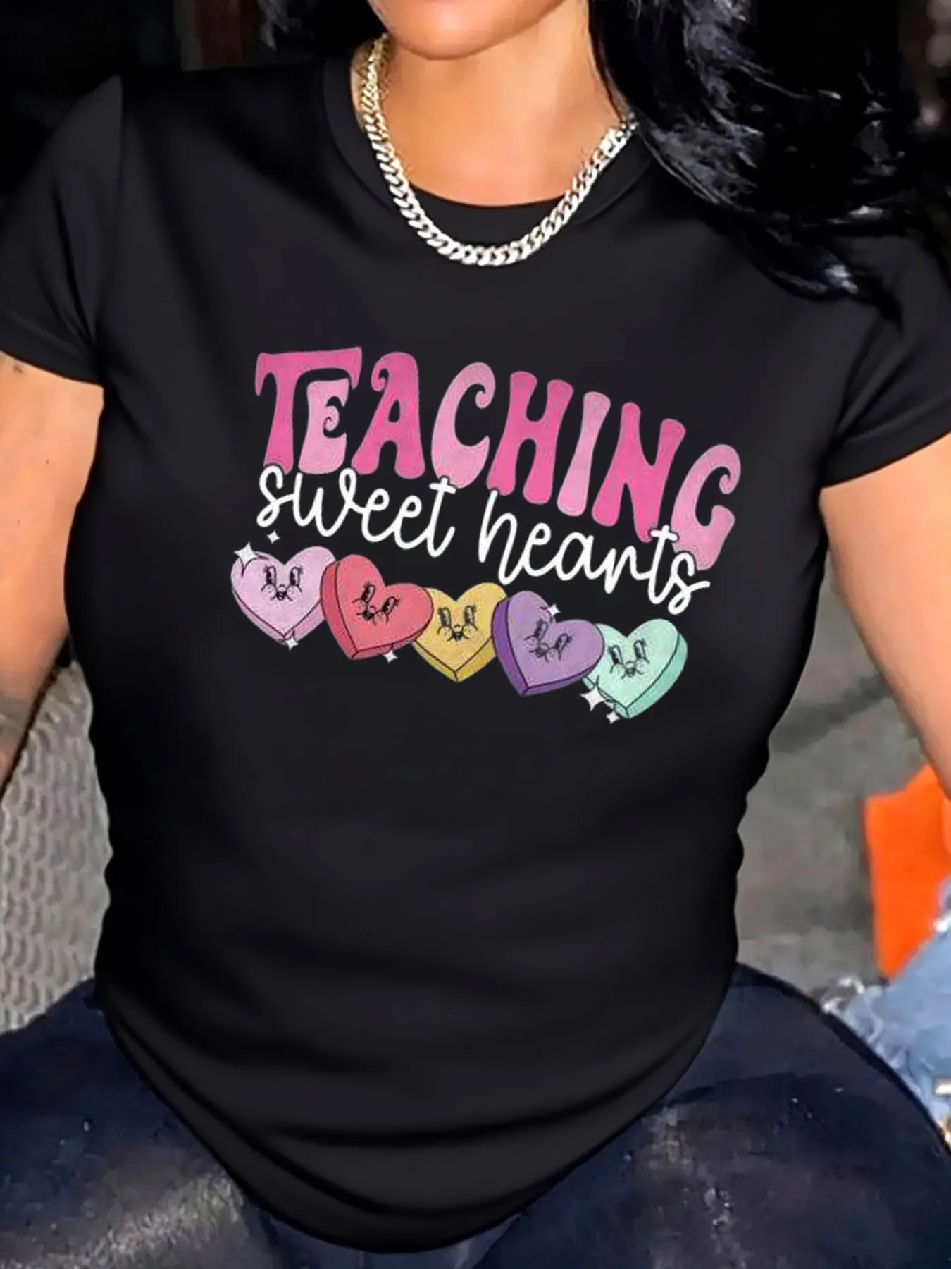 Женская футболка больших размеров на день Святого Валентина, обучающая сладкие сердца, красочные сердечки, уличная одежда с принтом
Женская футболка больших размеров на день Святого Валентина, обучающая сладкие сердца, красочные сердечки, уличная одежда с принтом