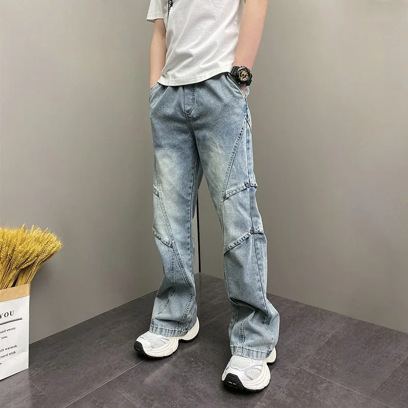 Korean Loose Haren Straight Leg Pants Blue Casual Drawstring Elastic Waist Jeans Fashionable Men'S Jeans
Korean Loose Haren Straight Leg Pants Blue Casual Drawstring Elastic Waist Jeans Fashionable Men'S Jeans