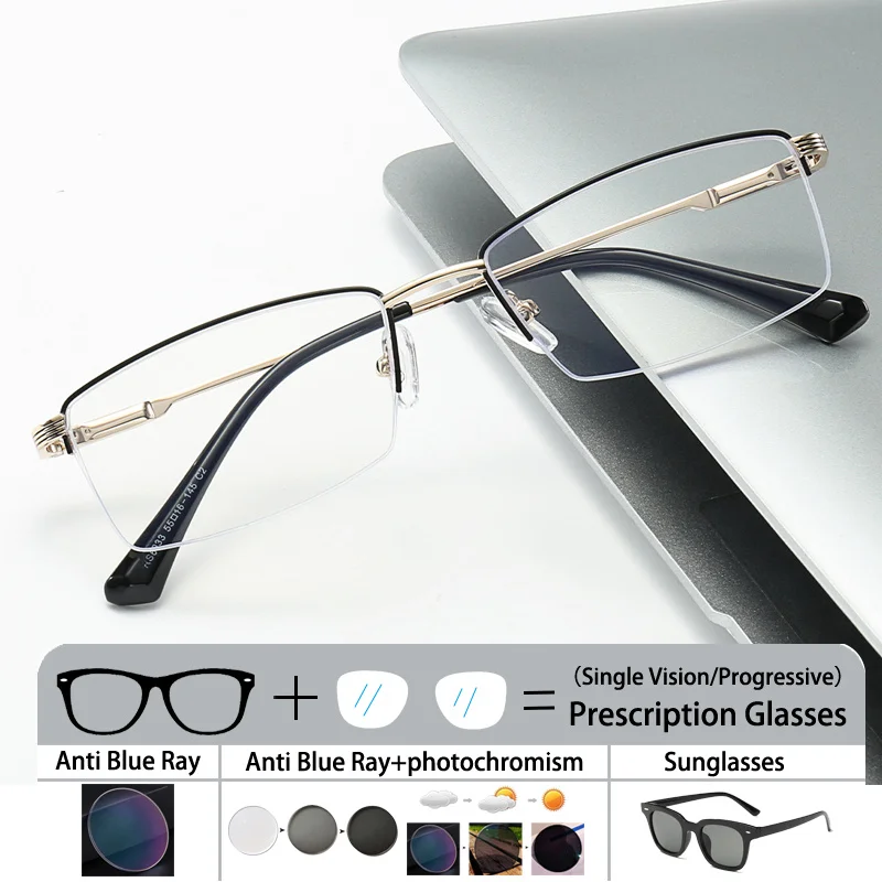 Half Frame Ultra-light Alloy Frame Photochromic Short Sight Anti Blue Ray Sunglasses Computer Hyperopia Prescription Men Glasses
Half Frame Ultra-light Alloy Frame Photochromic Short Sight Anti Blue Ray Sunglasses Computer Hyperopia Prescription Men Glasses