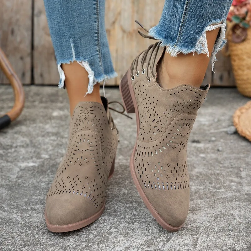 New Round Toe Suede Cutout V-Mouth Rear Zip Booties Mid Heel Versatile Casual Boots
New Round Toe Suede Cutout V-Mouth Rear Zip Booties Mid Heel Versatile Casual Boots