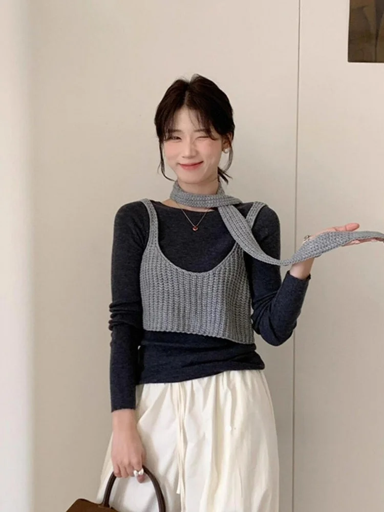 Женский вязаный комплект Spicy Girl: новинка Весна 2026 – топ с длинным рукавом, укороченный жилет и футболка, комплект из трех предметов в корейском стиле, облегающий крой
Женский вязаный комплект Spicy Girl: новинка Весна 2026 – топ с длинным рукавом, укороченный жилет и футболка, комплект из трех предметов в корейском стиле, облегающий крой