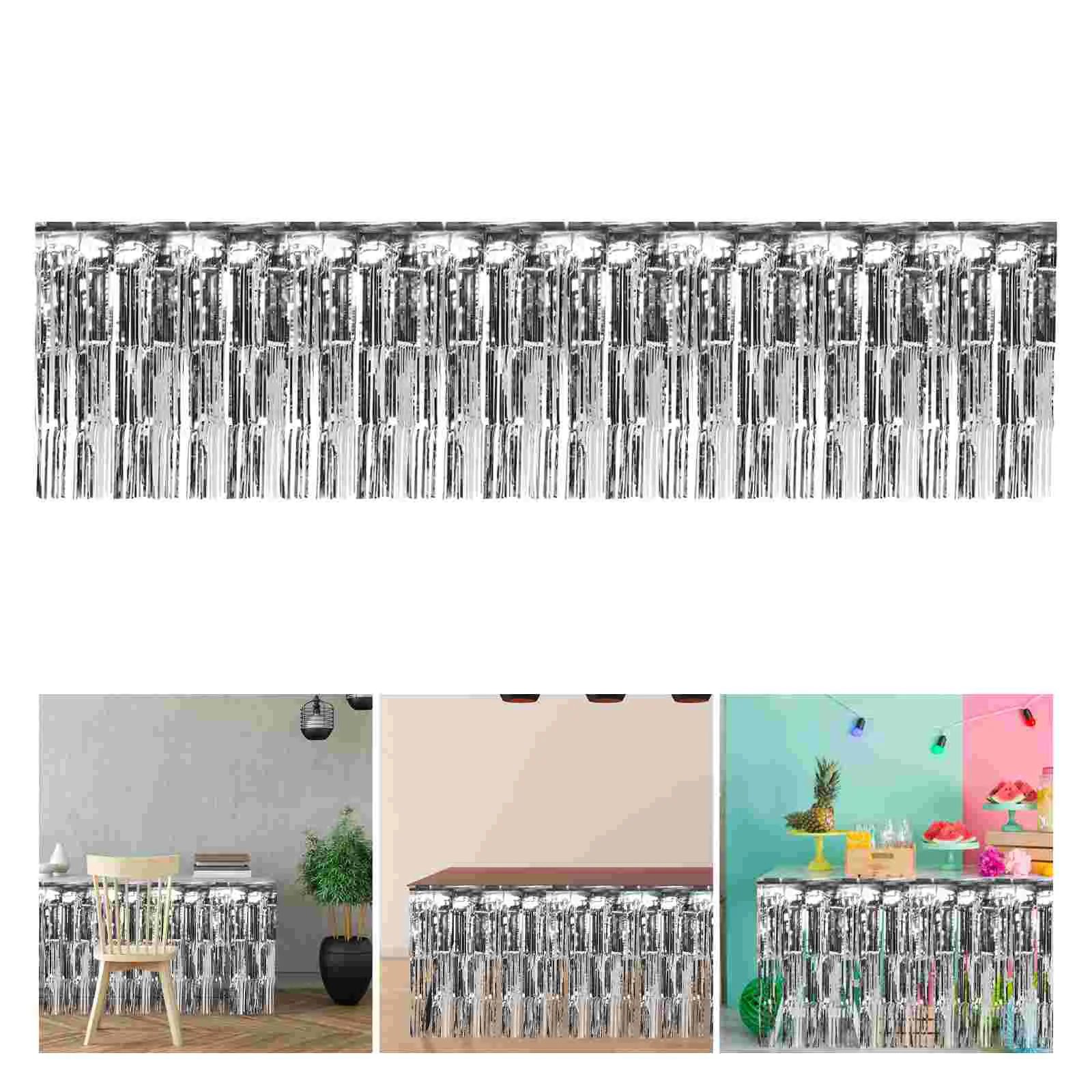 Silver Foil Table Skirt Decoration Baby Christmas Dining Pvc Party Streamers Decorations
Silver Foil Table Skirt Decoration Baby Christmas Dining Pvc Party Streamers Decorations