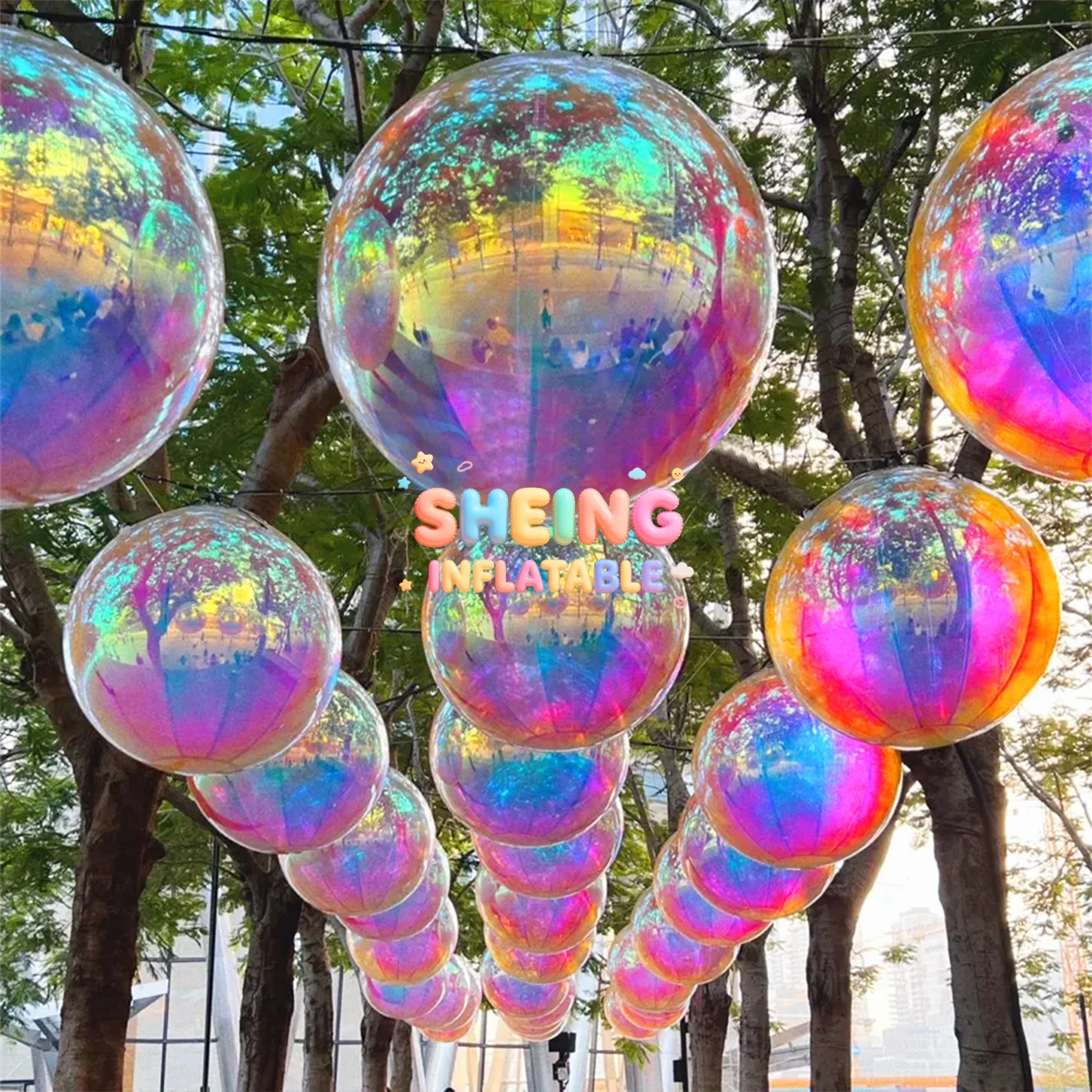 Hanging Big Shiny Inflatable Balls Christmas Ornament Hanging Iridescent Reflective Air Bubble Mirror Sphere for Wedding Party
Hanging Big Shiny Inflatable Balls Christmas Ornament Hanging Iridescent Reflective Air Bubble Mirror Sphere for Wedding Party