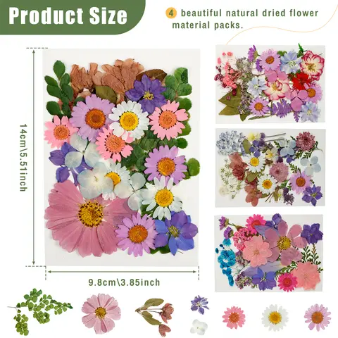 90Pcs Dried Pressed Flowers for Resin Molds Colorful Real Pressed Flowers Natural Dry Pressed Flowers Beautiful Dried Flower DIY