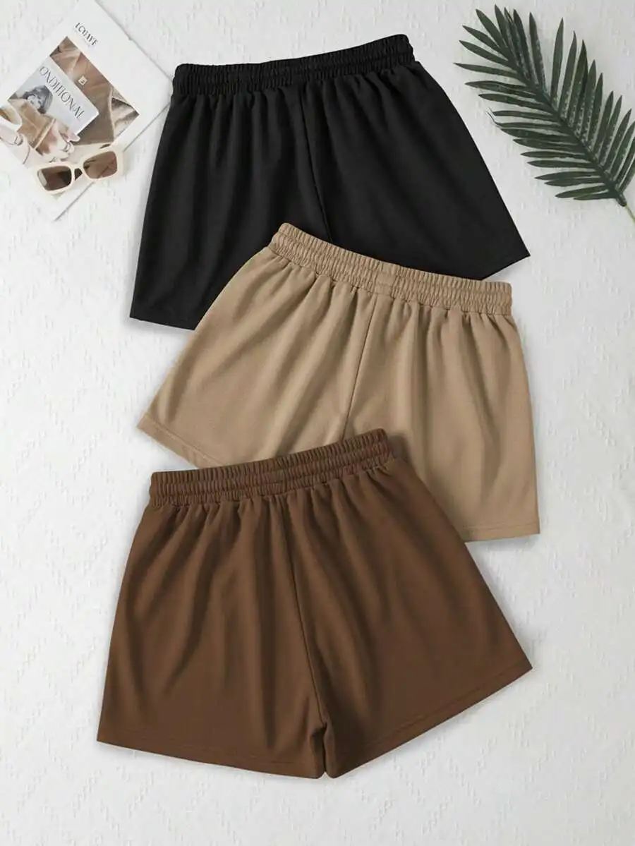 3 Pcs Solid Color Elastic Waist Casual Sport Shorts For Women
3 Pcs Solid Color Elastic Waist Casual Sport Shorts For Women