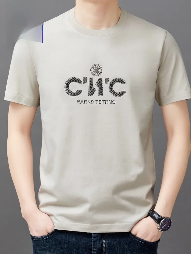 Мужская летняя футболка из чистого хлопка, свободного кроя, с принтом, повседневная, универсальная, модная, с коротким рукавом, круглым вырезом
Мужская летняя футболка из чистого хлопка, свободного кроя, с принтом, повседневная, универсальная, модная, с коротким рукавом, круглым вырезом