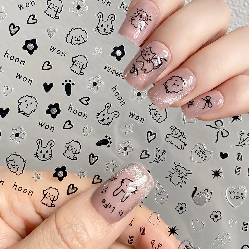 1pcs 3D Cute Graffiti Animals(Dog/Cat) Nail Sticker 10*8cm Mixed Cartoon Black Kawaii LOVE Star Nail Decals Korean Manicure Deco
1pcs 3D Cute Graffiti Animals(Dog/Cat) Nail Sticker 10*8cm Mixed Cartoon Black Kawaii LOVE Star Nail Decals Korean Manicure Deco