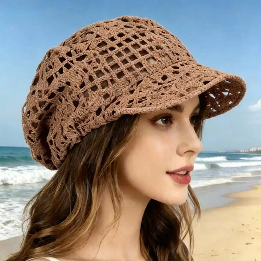 Summer Crochet Mesh Fisherman Hat, Retro Pattern Sun Protection Cap With Ultra Breathable Openwork Design, Streamlined Close-Fit Wearing Structure Brings No Tight Pressure And Comfortable Wrapping Feeling, Lightweight Woven Material Keeps Refreshing And C
Summer Crochet Mesh Fisherman Hat, Retro Pattern Sun Protection Cap With Ultra Breathable Openwork Design, Streamlined Close-Fit Wearing Structure Brings No Tight Pressure And Comfortable Wrapping Feeling, Lightweight Woven Material Keeps Refreshing And C