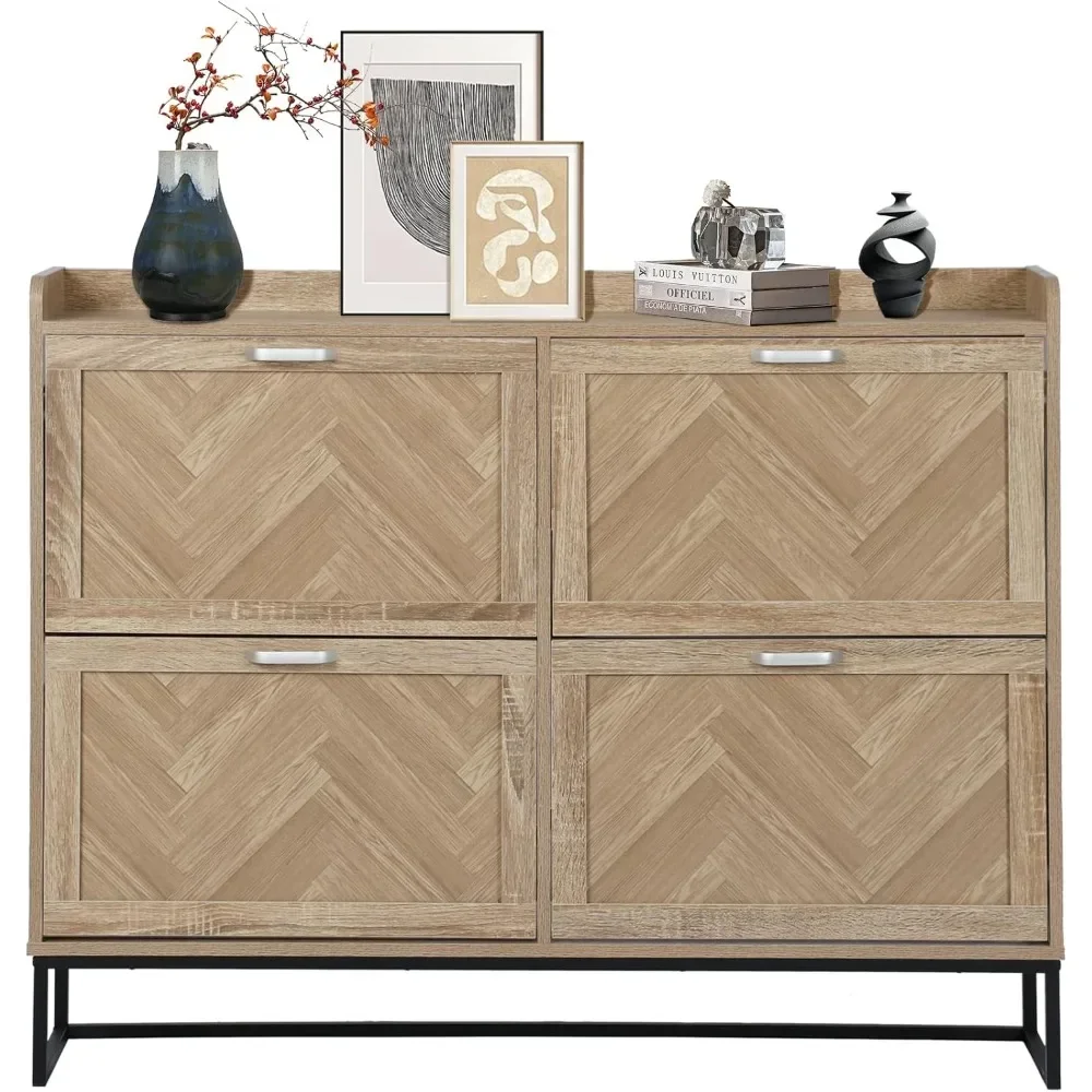 Shoe Storage Cabinet with 4 Flip Drawers, Narrow Hidden Shoe Cabinet with Metal Legs & Adjustable Shel
Shoe Storage Cabinet with 4 Flip Drawers, Narrow Hidden Shoe Cabinet with Metal Legs & Adjustable Shel