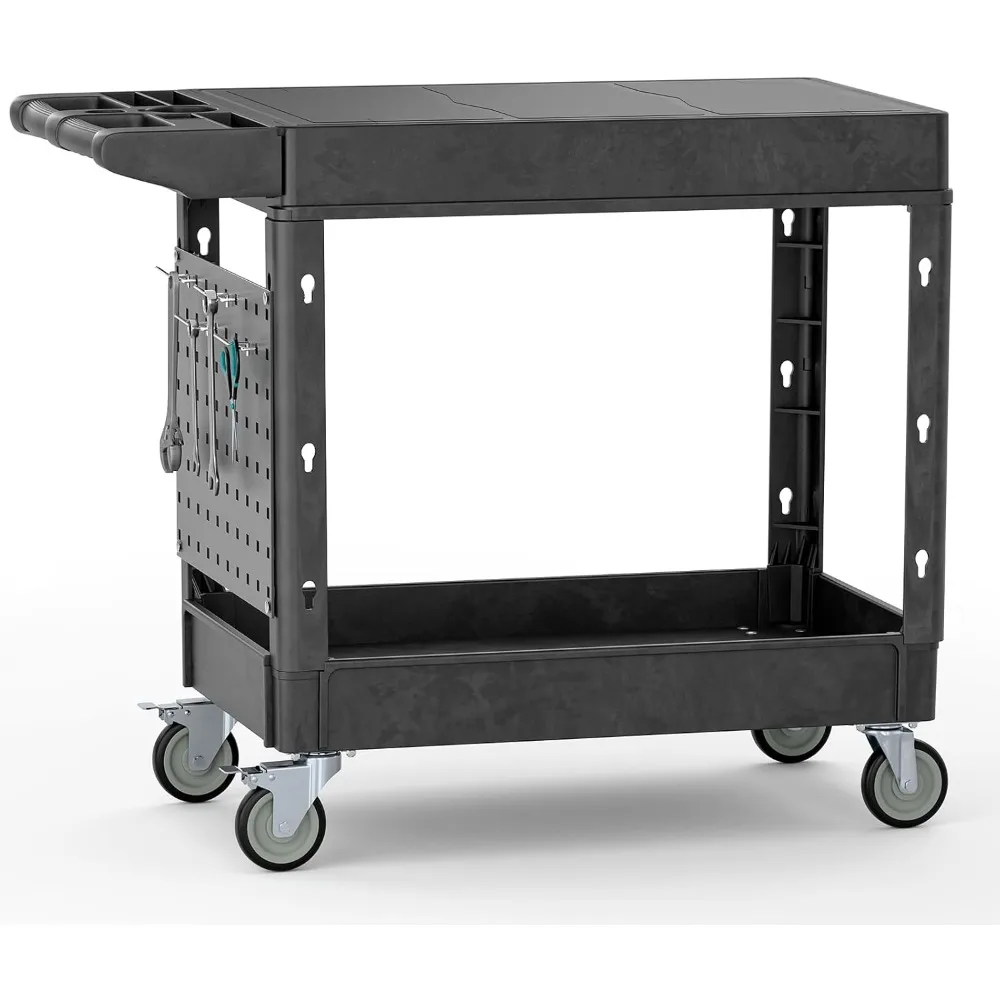 Utility Service Tool Cart, 39 x 17 in, 2 Shelf Flat Top Rolling Cart with Hanging Board, 550LBS, Swivel Wheels, Ergonomic Design
Utility Service Tool Cart, 39 x 17 in, 2 Shelf Flat Top Rolling Cart with Hanging Board, 550LBS, Swivel Wheels, Ergonomic Design