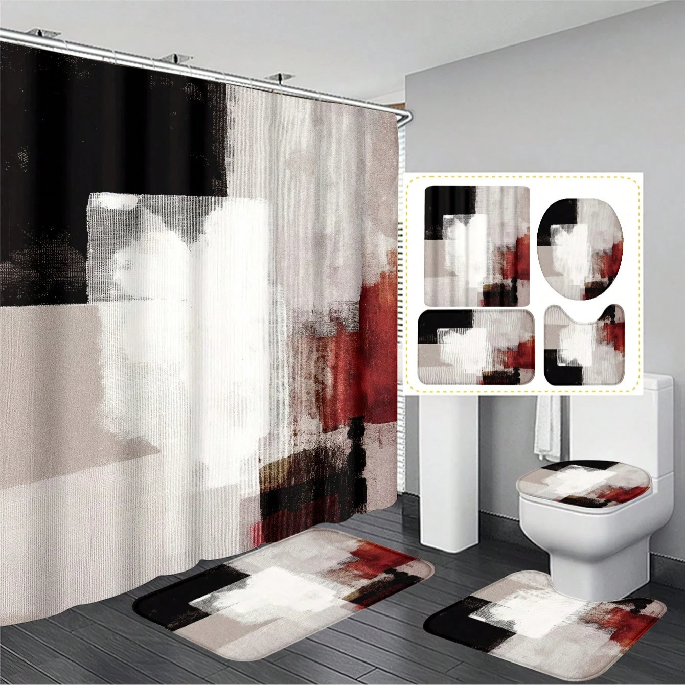 home decoration 4pcs Mosaic Bathroom Decor Set: Waterproof Shower Curtain With 12 Hooks Suitable For All Bathroom Scenes
home decoration 4pcs Mosaic Bathroom Decor Set: Waterproof Shower Curtain With 12 Hooks Suitable For All Bathroom Scenes