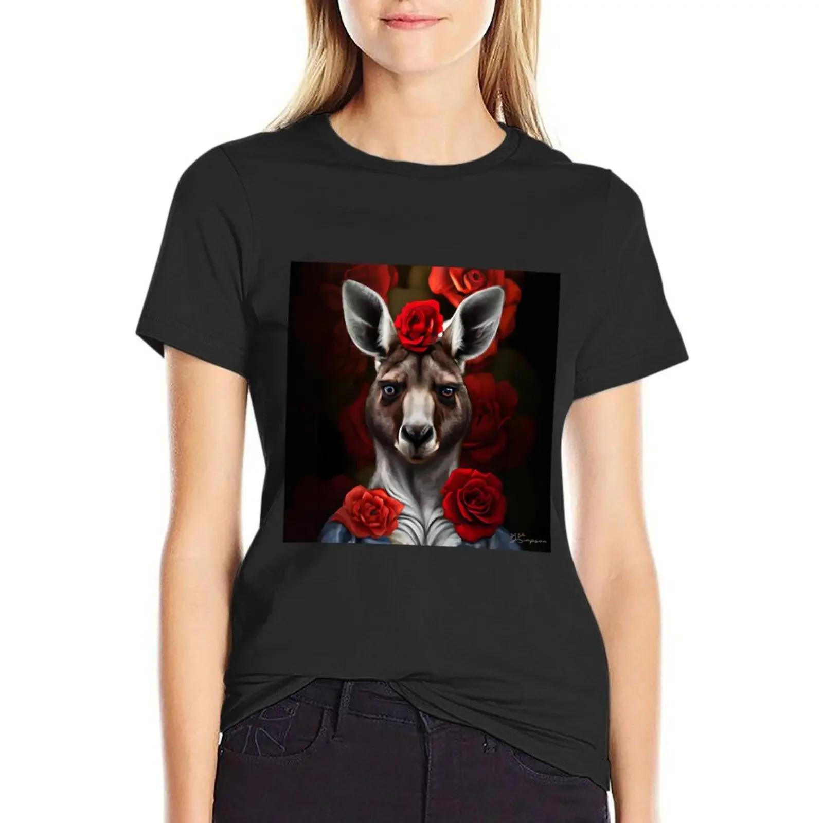 Kangaroo lady with red roses T-Shirt heavyweights quick drying plus sizes t-shirt dress for Women long
Kangaroo lady with red roses T-Shirt heavyweights quick drying plus sizes t-shirt dress for Women long