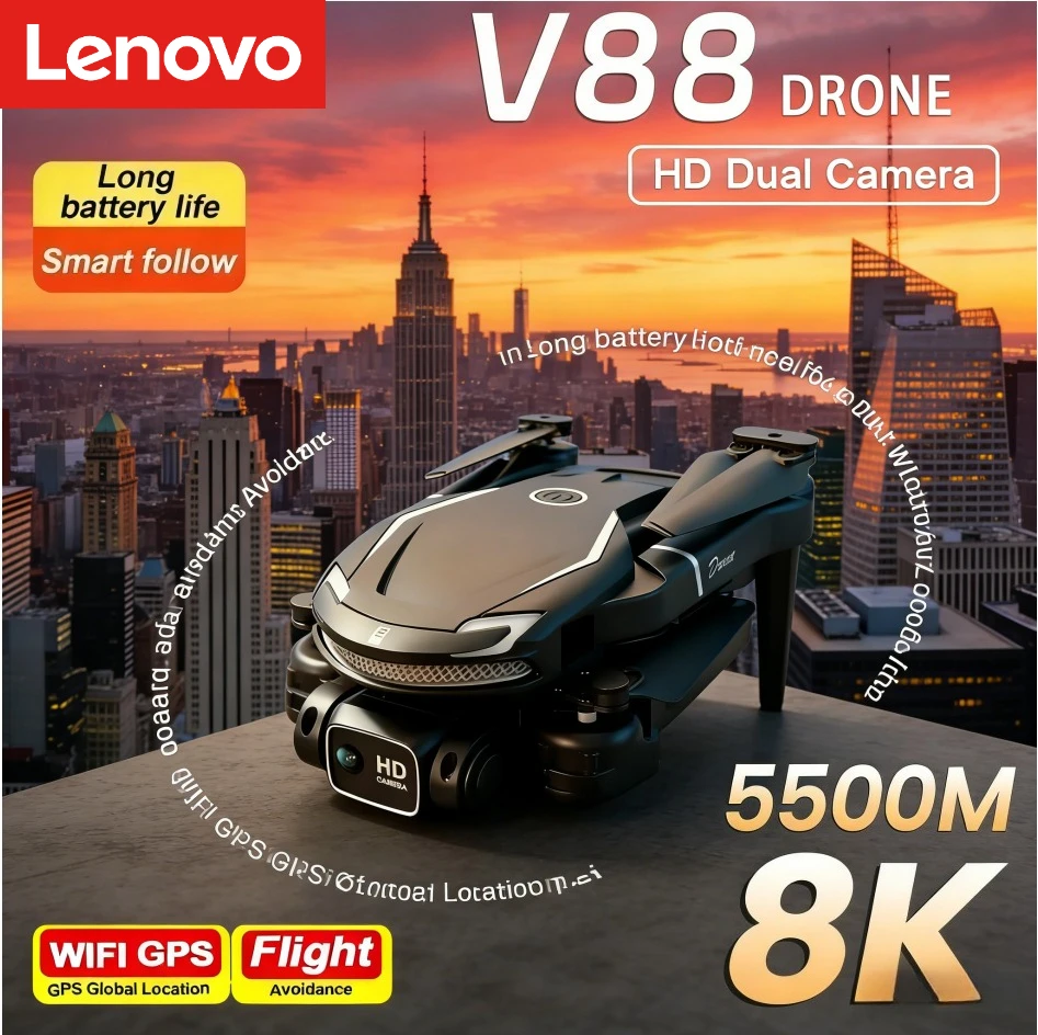 Lenovo V88 Drone 8K 5G GPS Professional HD Aerial Photography Remote Control Aircraft HD Dual Camera Quadcopter Toy UAV 2026
Lenovo V88 Drone 8K 5G GPS Professional HD Aerial Photography Remote Control Aircraft HD Dual Camera Quadcopter Toy UAV 2026