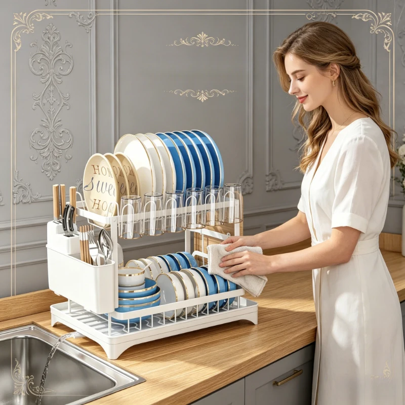2-Tier Rustproof Dish Drying Rack, Space-Saving Kitchen Rack with Drainboard for No-Mess Drying & Easy Cleanup
2-Tier Rustproof Dish Drying Rack, Space-Saving Kitchen Rack with Drainboard for No-Mess Drying & Easy Cleanup
