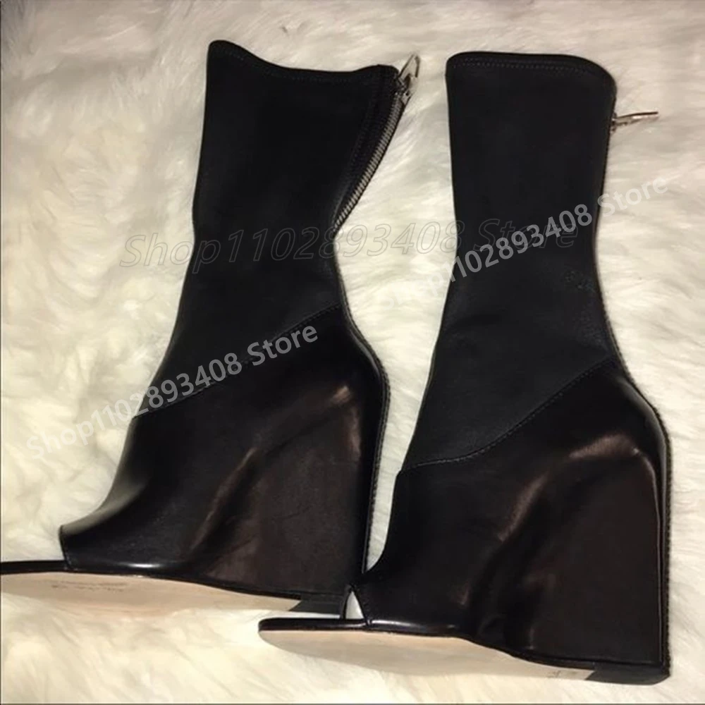Black Peep Toe Matte Leather Mid Calf Boots Elegant Hot Girls Wedges High Heel Back Zipper 2025 Women Shoes Spring Para Mujere
Black Peep Toe Matte Leather Mid Calf Boots Elegant Hot Girls Wedges High Heel Back Zipper 2025 Women Shoes Spring Para Mujere