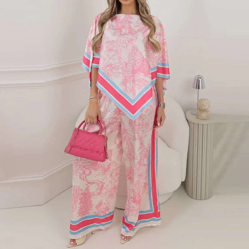 Summer O-neck Half Sleeve Tops&Pants Sets Elegant Lady Loose Vacation Outfit Ethnic Style Pattern Printed Commute Two Piece Sets
Summer O-neck Half Sleeve Tops&Pants Sets Elegant Lady Loose Vacation Outfit Ethnic Style Pattern Printed Commute Two Piece Sets