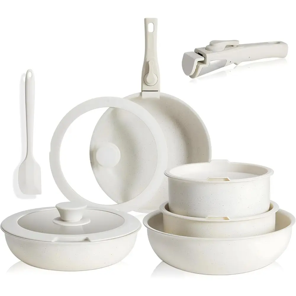12-Piece Non-Stick Cookware Set with Beige Granite Texture and Detachable Handles, High-Temperature Resistant, Oven Safe, PAS an
12-Piece Non-Stick Cookware Set with Beige Granite Texture and Detachable Handles, High-Temperature Resistant, Oven Safe, PAS an