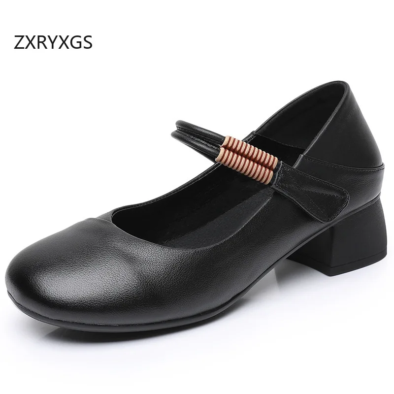 ZXRYXGS 2025 New Elegant Comfortable Round Toe Premium Cowhide Women Leather Shoes Shoes Size 32-43 Thick Mid Heels White Black
ZXRYXGS 2025 New Elegant Comfortable Round Toe Premium Cowhide Women Leather Shoes Shoes Size 32-43 Thick Mid Heels White Black