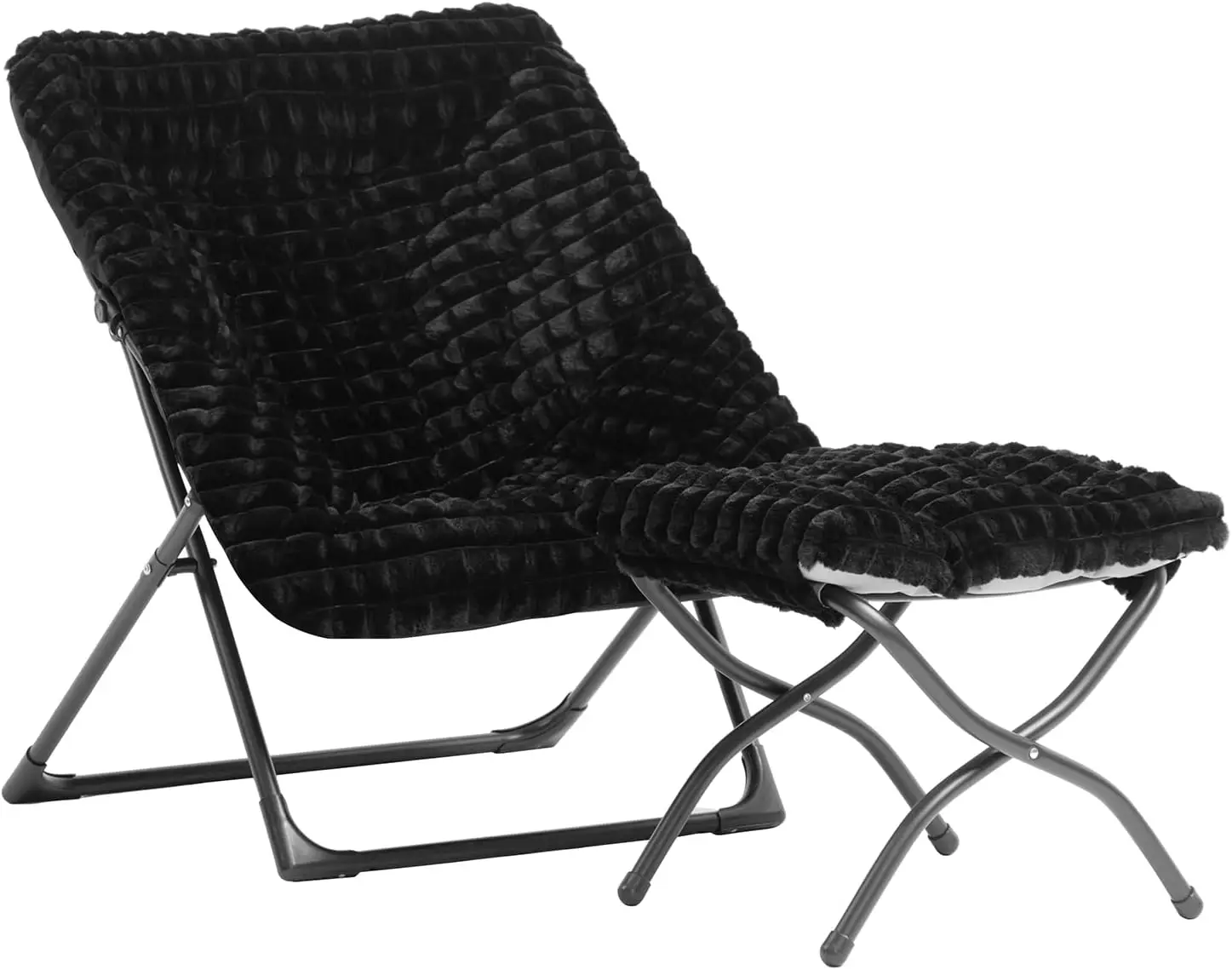 X-Large Faux Fur Saucer Chair with Ottoman, Oversized Folding Chair and Footstool Set, Comfy Reading Chair for Living Room, Black
X-Large Faux Fur Saucer Chair with Ottoman, Oversized Folding Chair and Footstool Set, Comfy Reading Chair for Living Room, Black