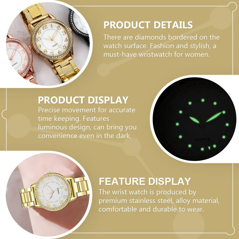 1 pc Women'S Diamond-Encrusted Luminous Quartz Watch Stainless Steel Female Wristwatch For Lady Business Casual Student Fashion
1 pc Women'S Diamond-Encrusted Luminous Quartz Watch Stainless Steel Female Wristwatch For Lady Business Casual Student Fashion