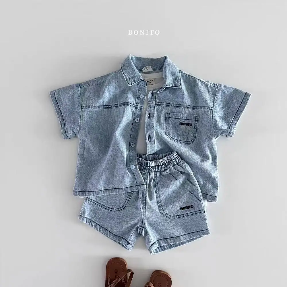 Korean Version Children's Suit Summer Baby Boys Girls Short-sleeved Denim Shirt Shorts Fashionable Infant Two-piece Set 73-120CM
Korean Version Children's Suit Summer Baby Boys Girls Short-sleeved Denim Shirt Shorts Fashionable Infant Two-piece Set 73-120CM