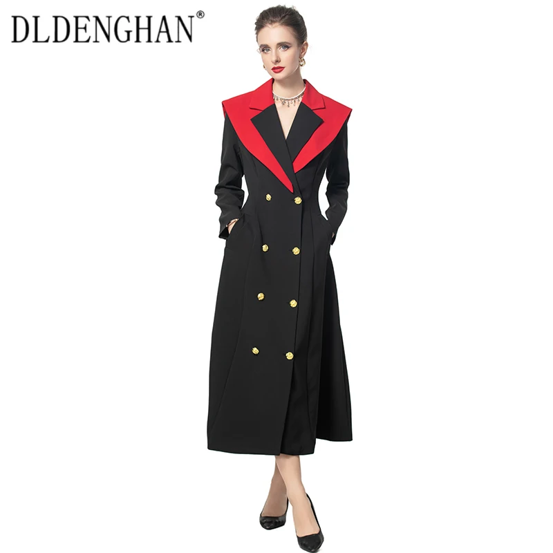 DLDENGHAN Metal Double Breasted Coat For Women Turn-down Collar Long Sleeves Contrast Color Outerwear Fashion Autumn New
DLDENGHAN Metal Double Breasted Coat For Women Turn-down Collar Long Sleeves Contrast Color Outerwear Fashion Autumn New