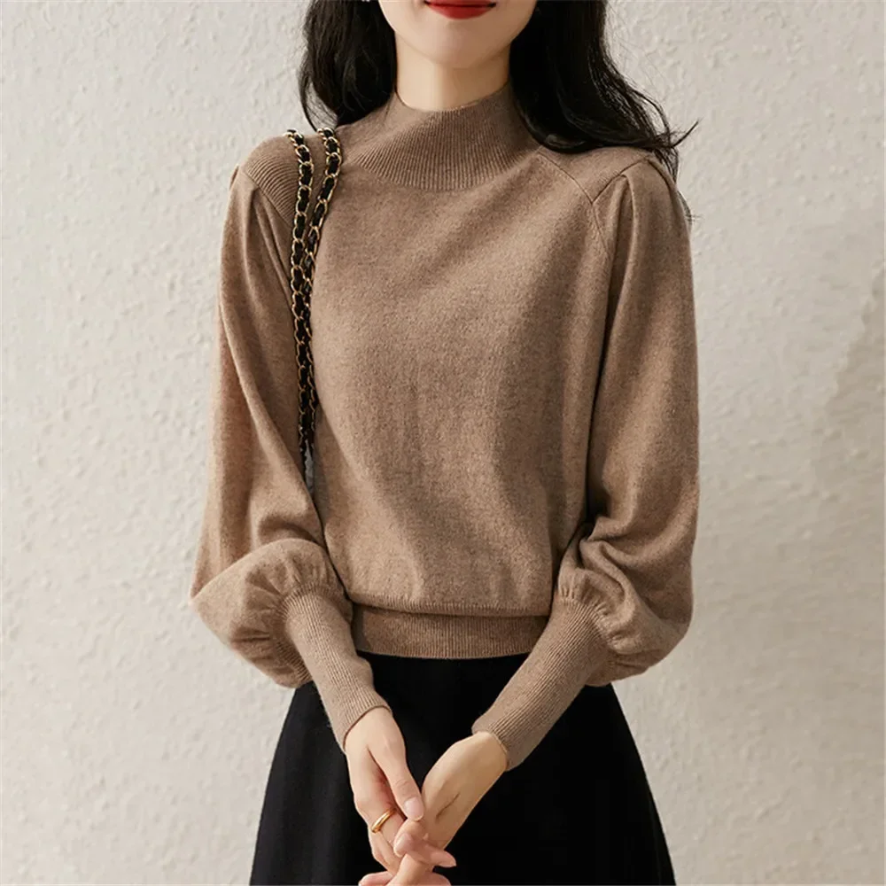 Pullovers Women Solid Elegant Lady Slim Leisure Korean New 3XL All-match Soft High Quality Knitted Sweaters Half Turtleneck Tops
Pullovers Women Solid Elegant Lady Slim Leisure Korean New 3XL All-match Soft High Quality Knitted Sweaters Half Turtleneck Tops