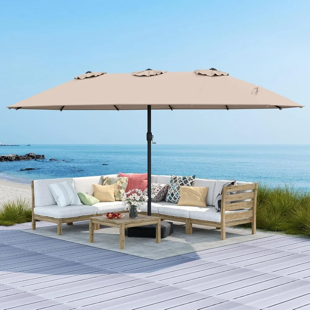"15-foot extra large double-sided patio umbrella with metal ribs, air vents, and crank lift"
"15-foot extra large double-sided patio umbrella with metal ribs, air vents, and crank lift"