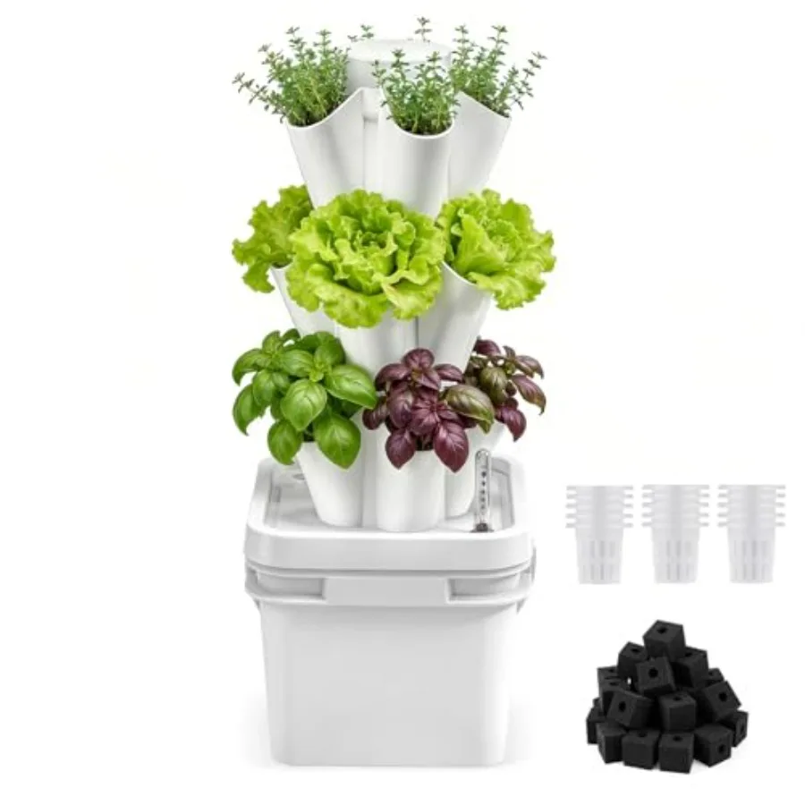 Countertop Hydroponic Garden Tower with 15 Pods 3 Tiers Vertical Growing System for Kitchen Windowsill Herb Vegetable Plastic W
Countertop Hydroponic Garden Tower with 15 Pods 3 Tiers Vertical Growing System for Kitchen Windowsill Herb Vegetable Plastic W