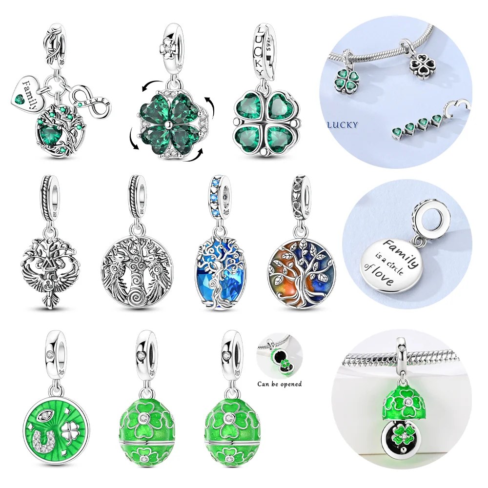 925 Silver Plant Charms Green Zircon Rotating Four-leaf Clover Beads Tree of Life Pendant Fit DIY Jewelry Gift Original Bracelet
925 Silver Plant Charms Green Zircon Rotating Four-leaf Clover Beads Tree of Life Pendant Fit DIY Jewelry Gift Original Bracelet