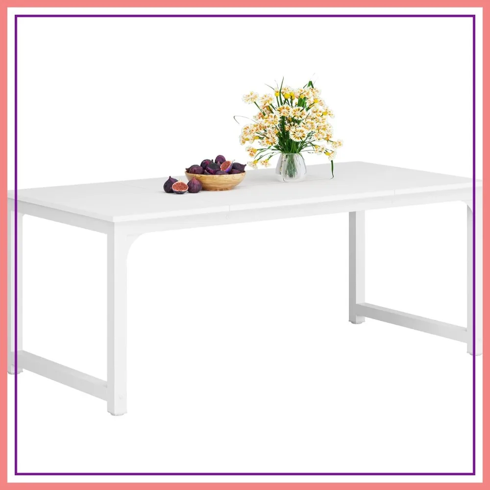 70.9 Inch Large Dining Table Rectangular Kitchen Furniture for 6-8 People, White
70.9 Inch Large Dining Table Rectangular Kitchen Furniture for 6-8 People, White