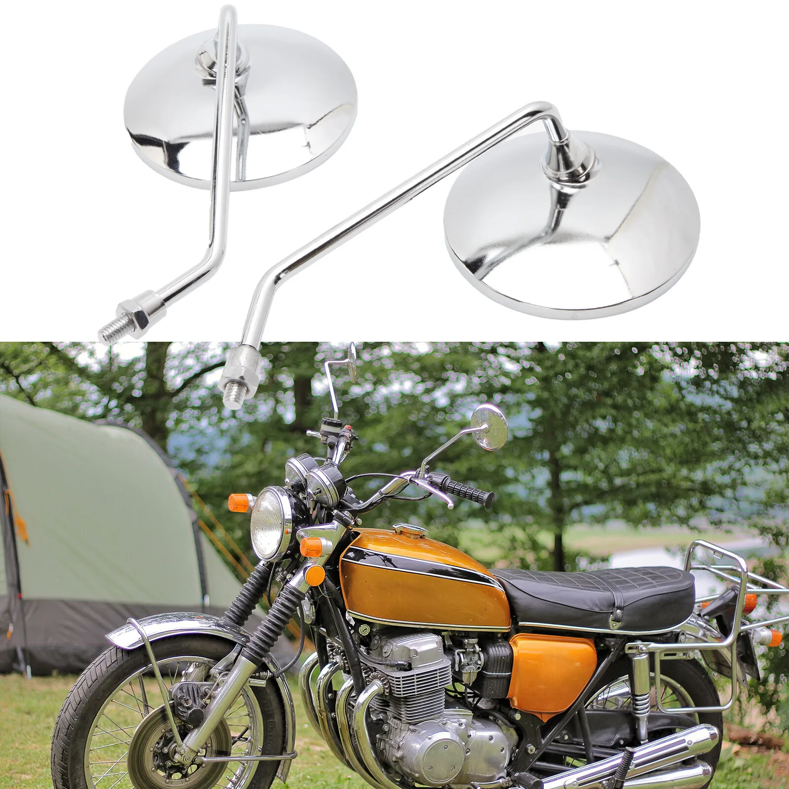 Clear Chrome Motorcycle MIRRORS STAINLESS PAIR Round Stock Style Long Stem 10mm
Clear Chrome Motorcycle MIRRORS STAINLESS PAIR Round Stock Style Long Stem 10mm